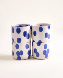 Nódoa Becher groß gepunktet blau 4er-Set