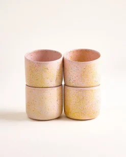 Nódoa Becher groß gesprenkelt rosa 4er-Set