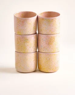 Nódoa Becher groß gesprenkelt rosa 6er-Set