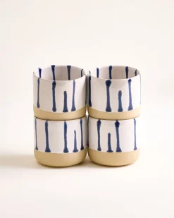 Nódoa Becher groß gestreift weiß blau 4er-Set