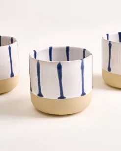 Nódoa Becher groß gestreift weiß blau 4er-Set