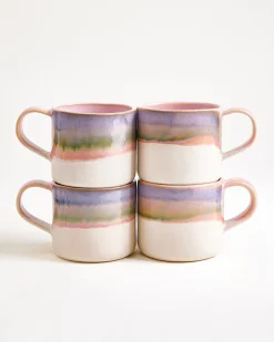 Nódoa Tasse groß dipped rosa blau 4er-Set