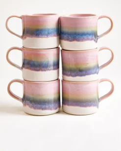 Nódoa Tasse groß dipped rosa grün 6er-Set