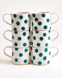 Nódoa Tasse groß gepunktet rosa grün 6er-Set