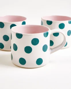 Nódoa Tasse groß gepunktet rosa grün 6er-Set