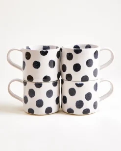 Nódoa Tasse groß gepunktet schwarz 4er-Set