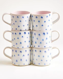 Nódoa Tasse groß gepunktet rosa blau 6er-Set