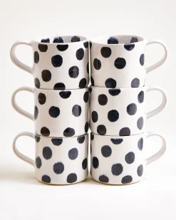 Nódoa Tasse groß gepunktet schwarz 6er-Set