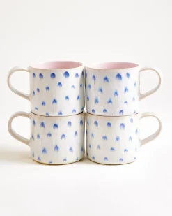 Nódoa Tasse groß gepunktet rosa blau 4er-Set