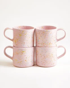 Nódoa Tasse groß gesprenkelt rosa 4er-Set