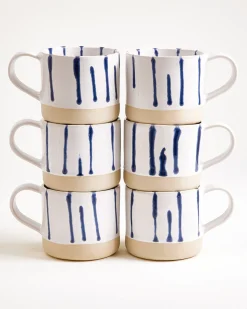 Nódoa Tasse groß gestreift weiß blau 6er-Set