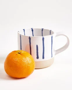 Nódoa Tasse groß gestreift weiß blau 6er-Set