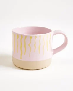 Nódoa Tasse groß gestreift rosa gelb