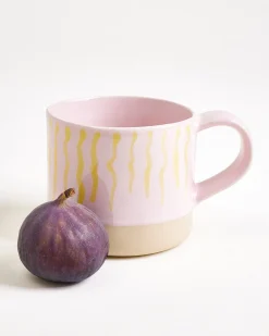 Nódoa Tasse groß gestreift rosa gelb