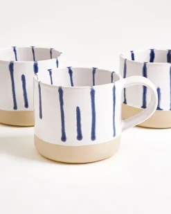 Nódoa Tasse groß gestreift weiß blau 4er-Set