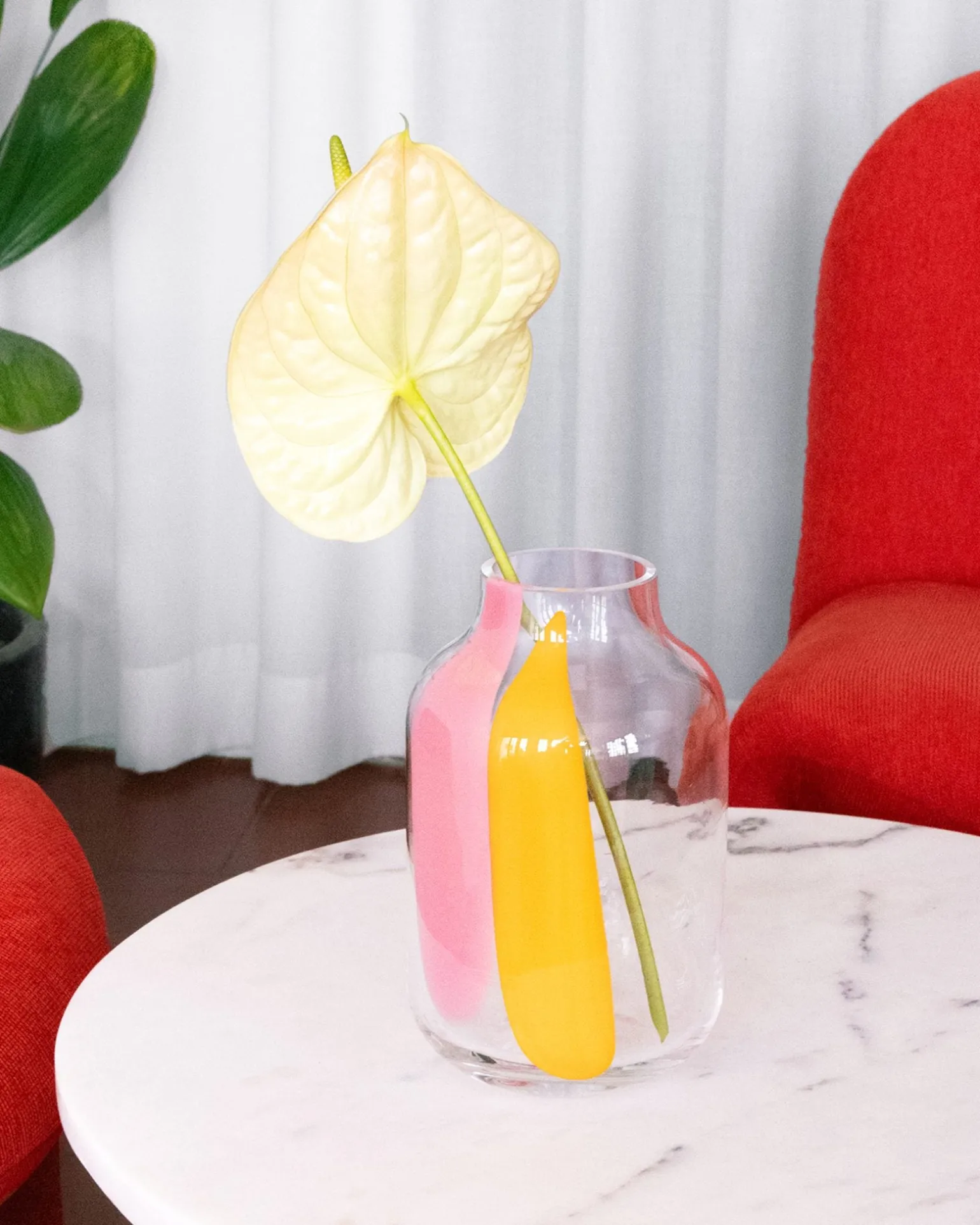 Nuno Glasvase M drops rosa orange