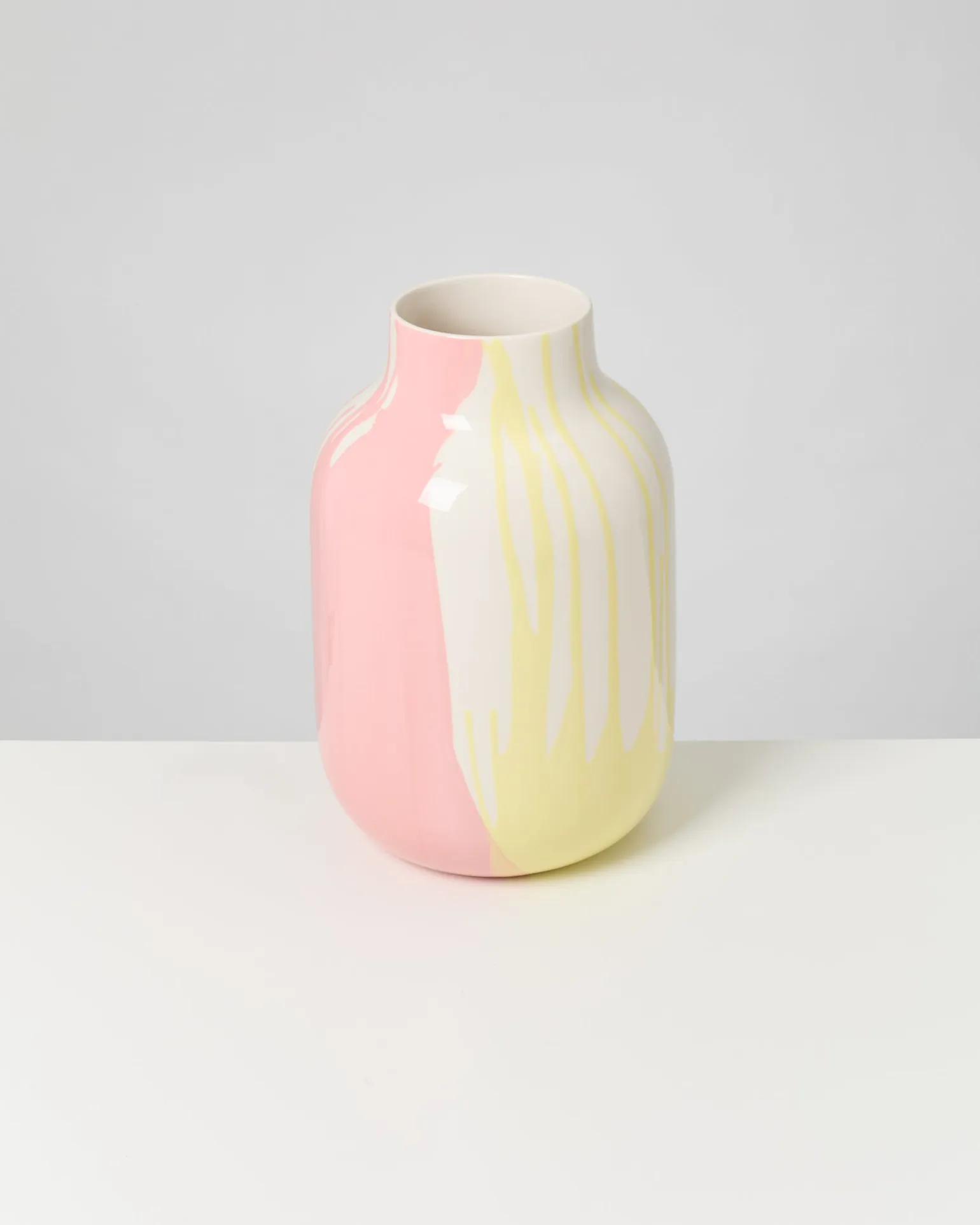 Nuno Vase L drip gelb rosa