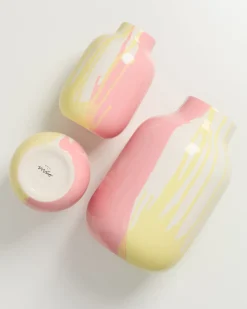 Nuno Vase L drip gelb rosa