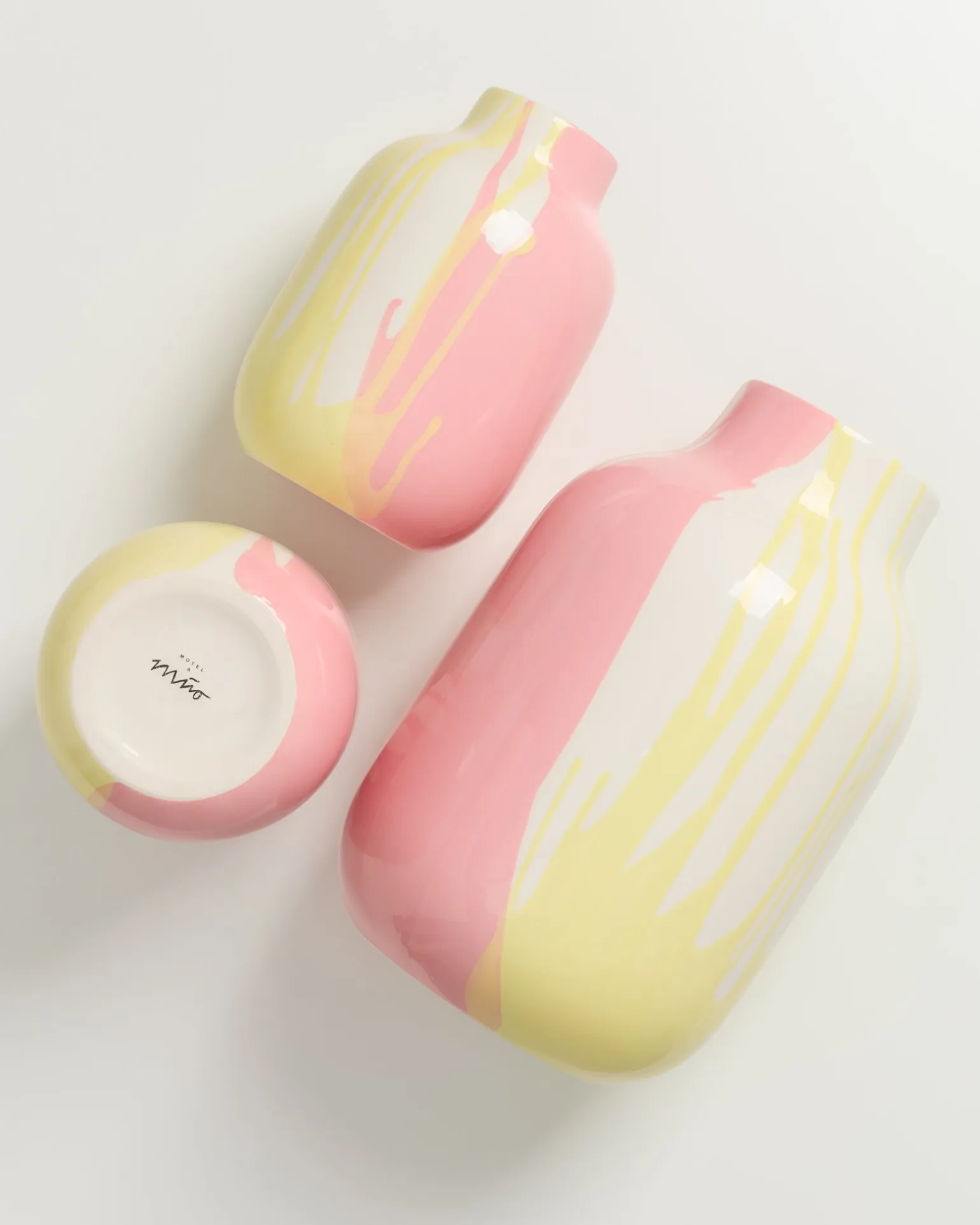 Nuno Vase L drip gelb rosa