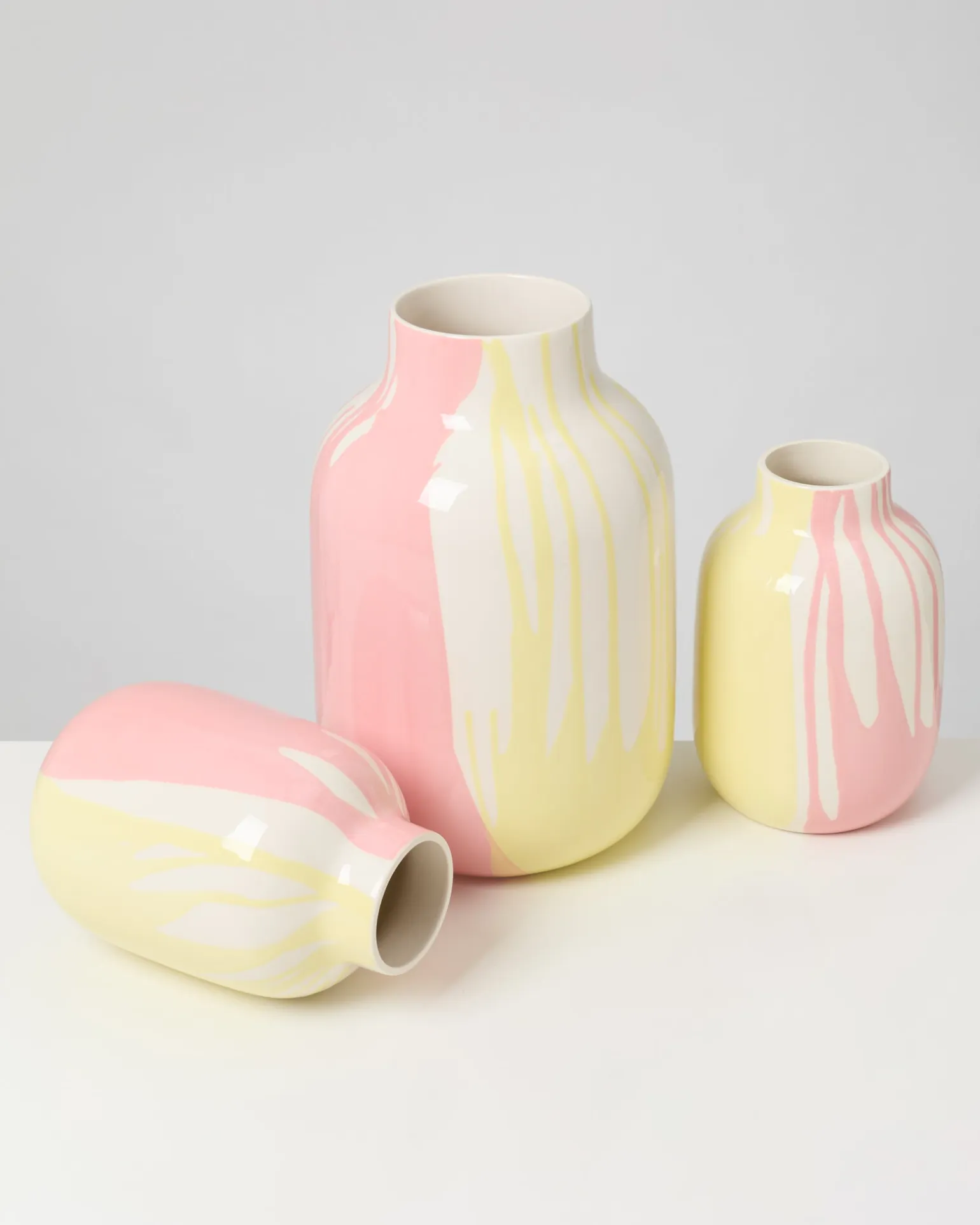 Nuno Vase L drip gelb rosa