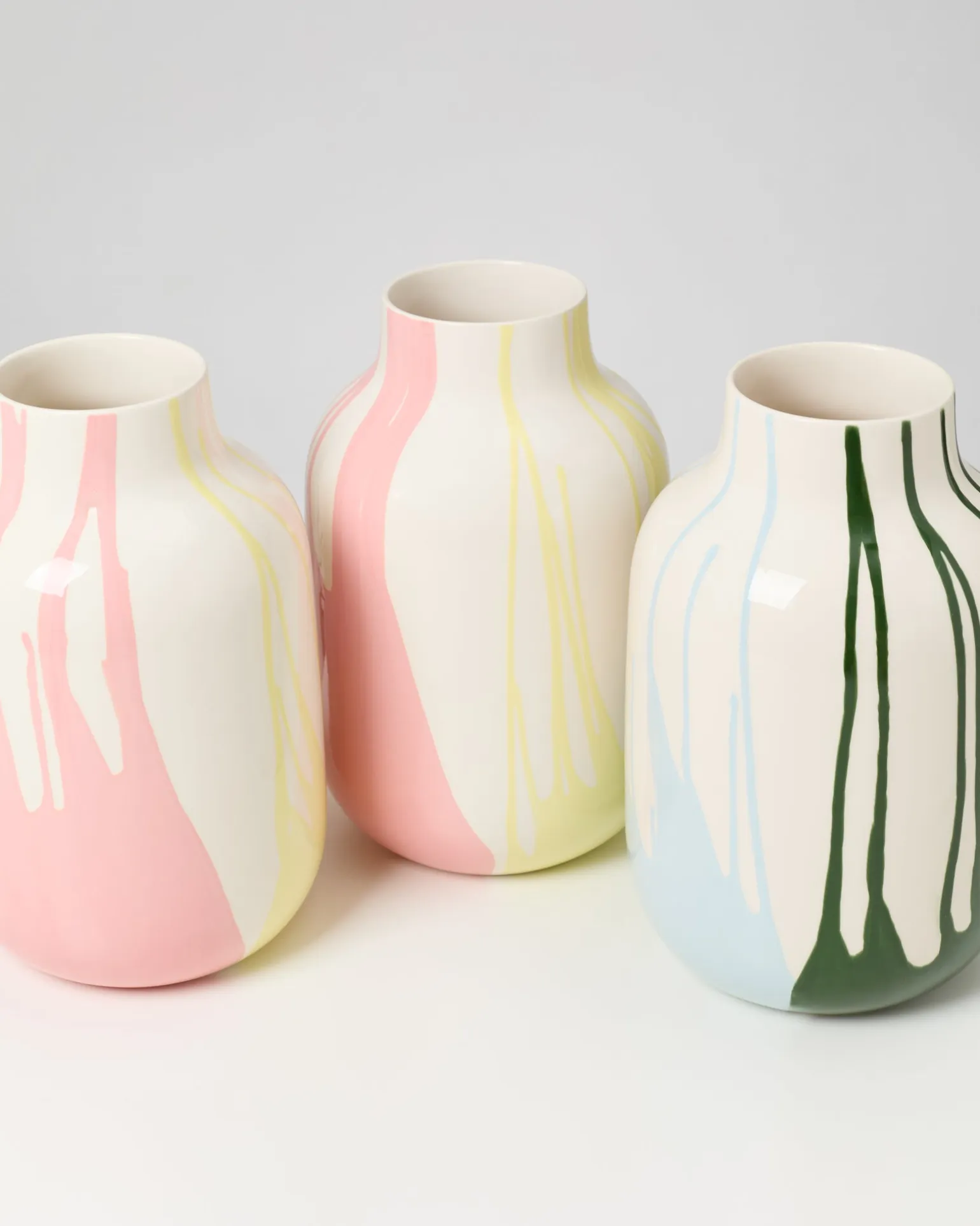 Nuno Vase L drip gelb rosa