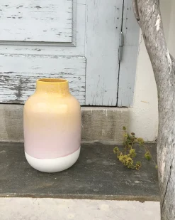 Nuno Vase L gesprenkelt gelb rosa