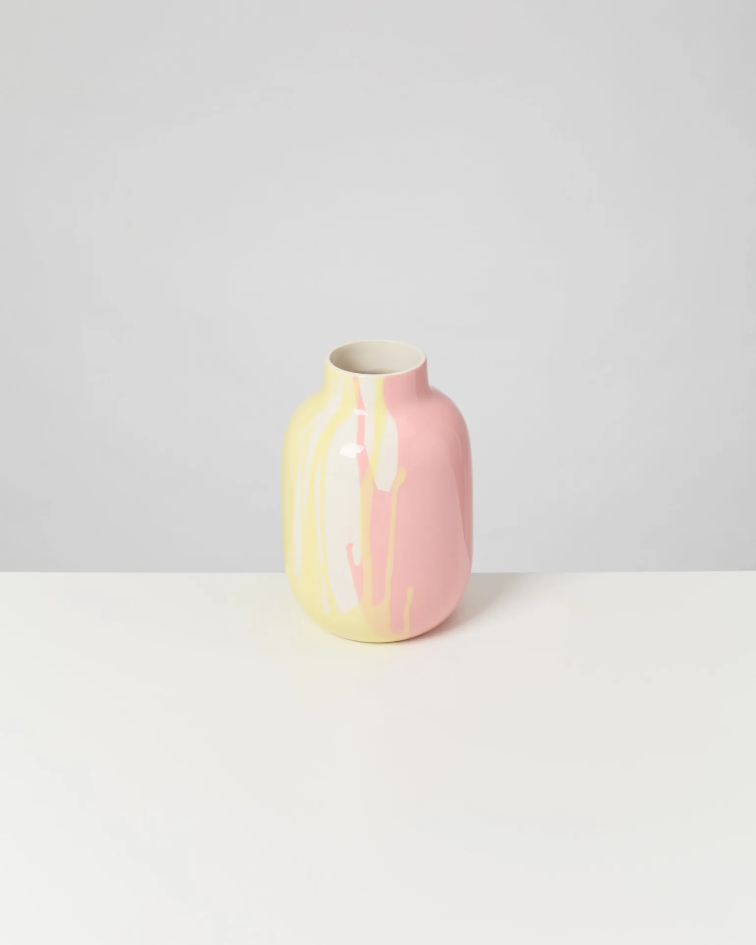 Nuno Vase M drip gelb rosa