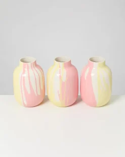 Nuno Vase M drip gelb rosa