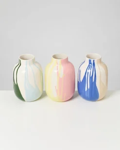Nuno Vase M drip sand blau