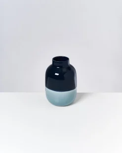 Nuno Vase M dunkelblau graublau