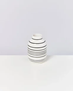 Nuno Vase M gestreift schwarz weiß