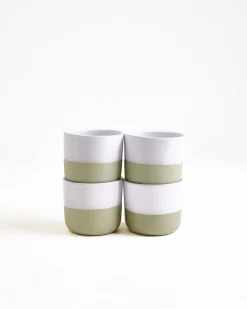 Seda Becher klein salbeigrün weiß 4er-Set