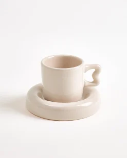 Seia Espressotasse & Espressountertasse Herz sand