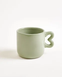 Seia Tasse & Untertasse Herz salbeigrün