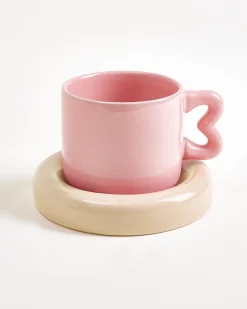 Seia Tasse & Untertasse Herz rosa sand