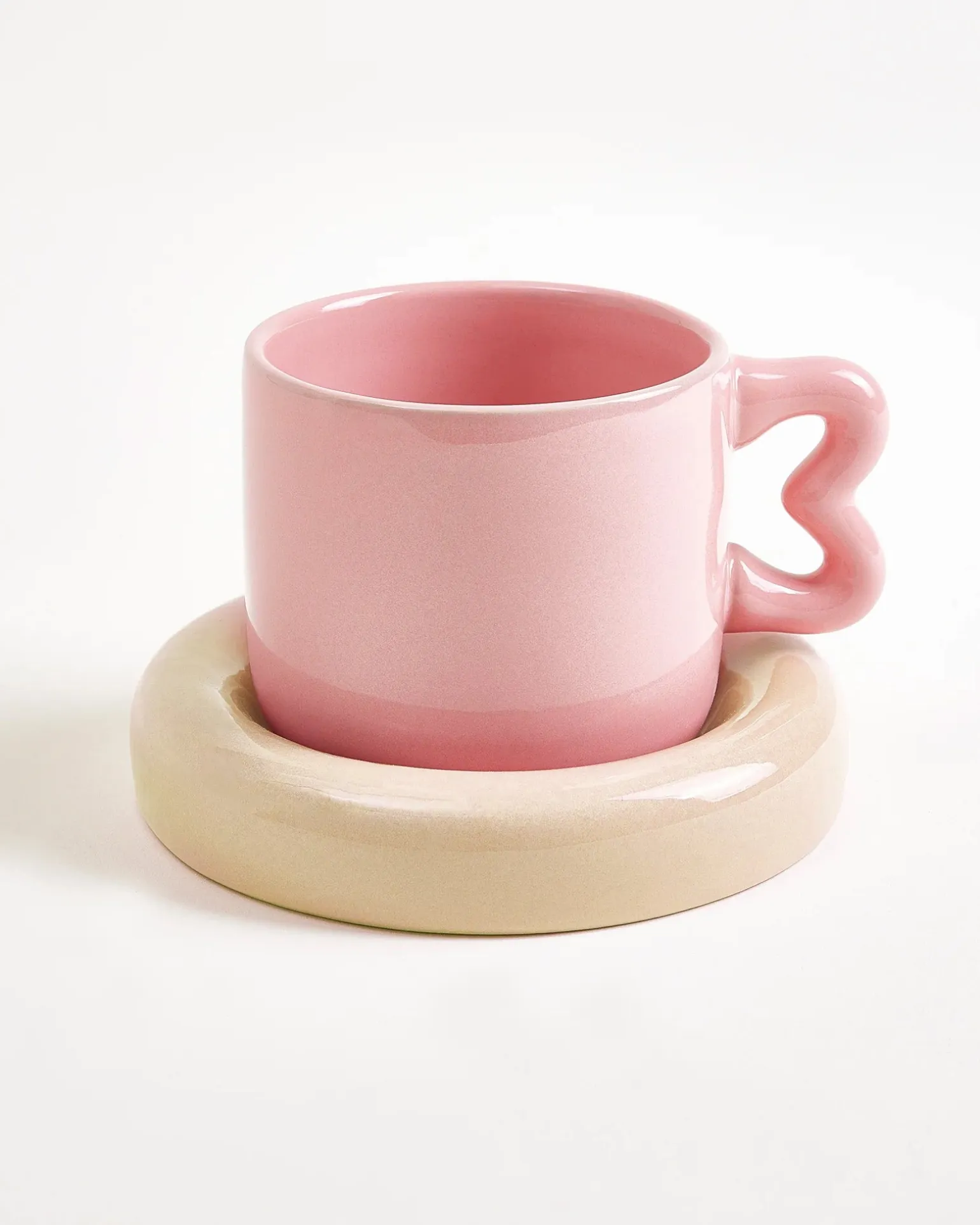 Seia Tasse & Untertasse Herz rosa sand