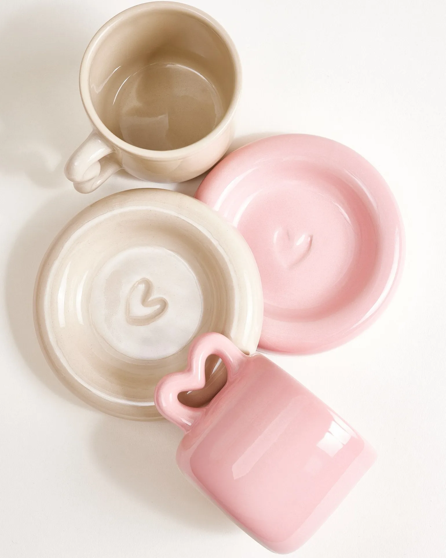 Seia Tasse & Untertasse Herz rosa sand