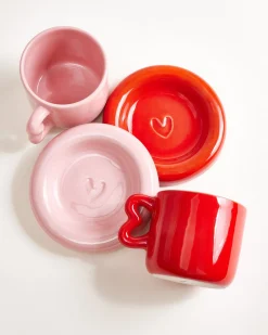 Seia Tasse & Untertasse Herz rosa rot