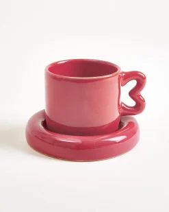 Seia Tasse & Untertasse Herz bordeaux