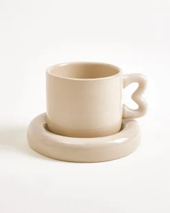 Seia Tasse & Untertasse Herz sand