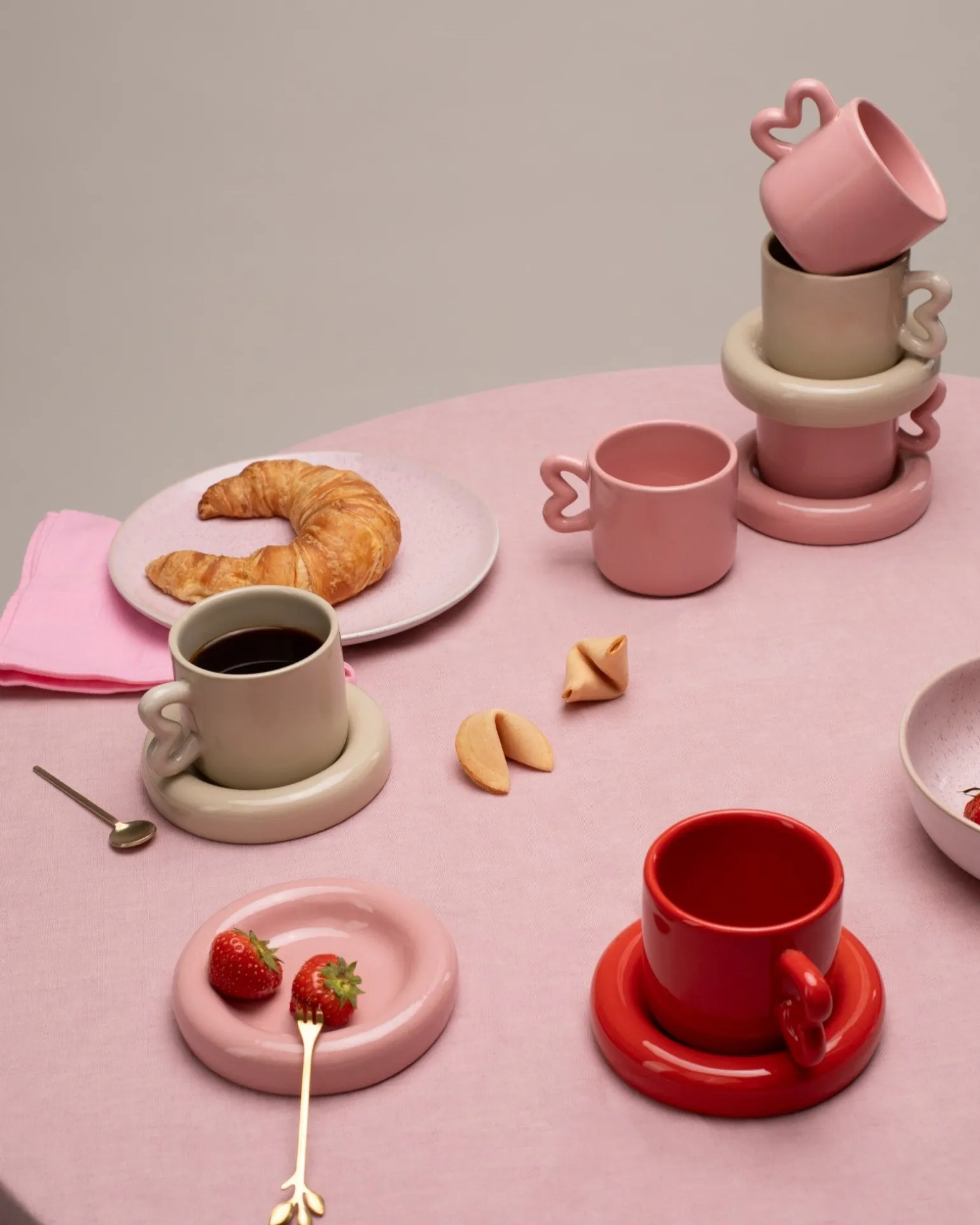Seia Tasse & Untertasse Herz sand