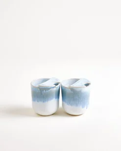 To-Go Becher klein hellblau weiß 2er-Set